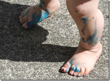 Lily painted herself as well as the cardboard