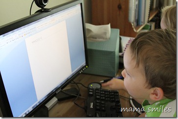 Johnny types letters on the computer