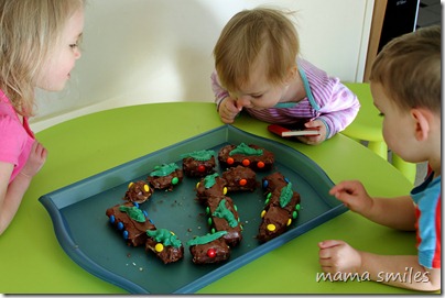 admiring the cake