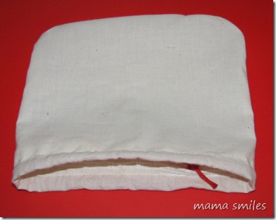 finished drawstring bag