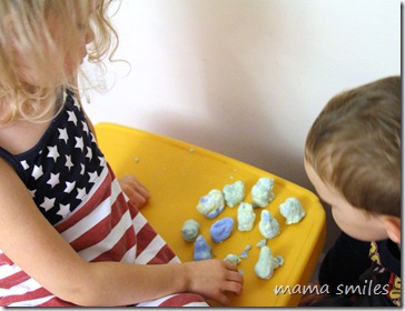 playing with moon dough animals