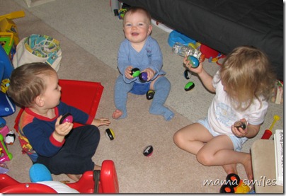 playing with egg shakers