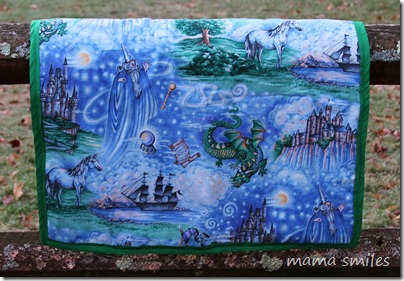 Fantasy scene on back of quilt
