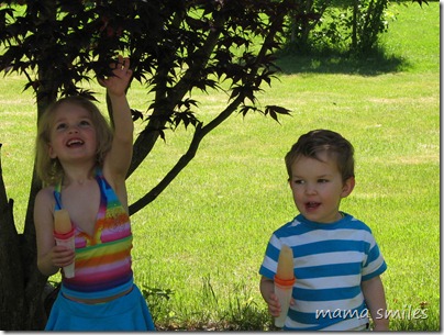 enjoying juice popsicles