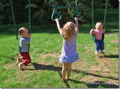 playing on the swingset
