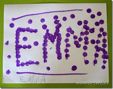 name written with dot markers