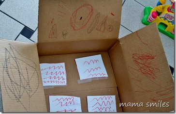 Johnny's airplane, made from a cardboard box