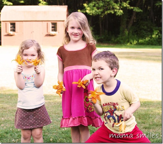 posing creatively with flowers