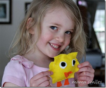 Emma shows off her little stuffed duck