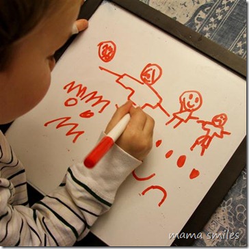 Using a white board to explore faces and emotions