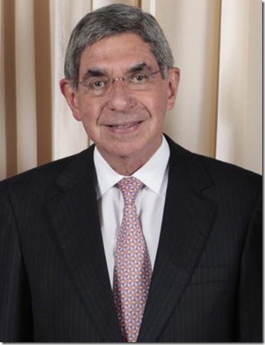 Oscar Arias: By Official White House Photo by Lawrence Jackson (Crop of File:Oscar Arias Sanchez with Obamas.jpg) [Public domain], via Wikimedia Commons