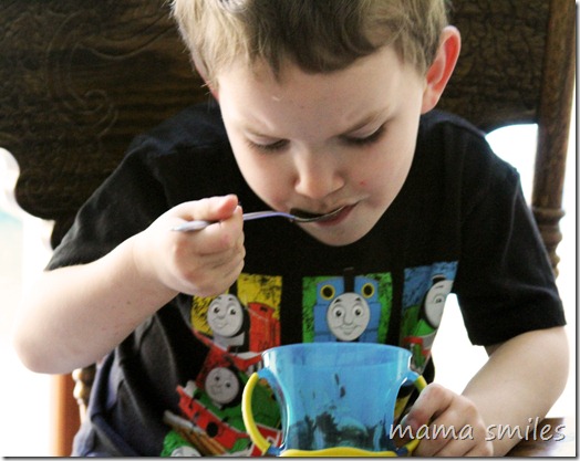 Johnny enjoys our chocolate COOL WHIP dessert