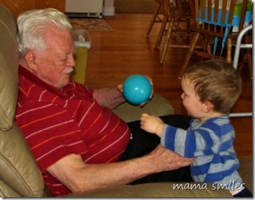 Johnny with Grandpa P on his 86th birthday last year