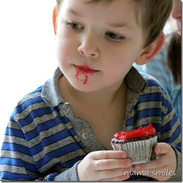 eating a cupcake