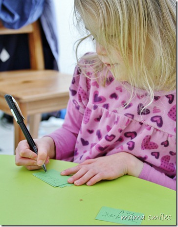 Emma writes her thank you cards