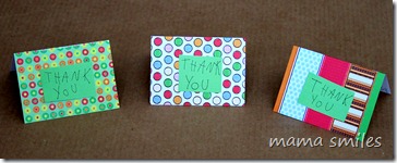 Emma's finished thank you cards