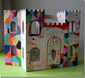 child-decorated wooden castle