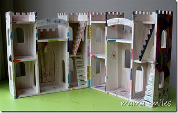 child-decorated wooden castle