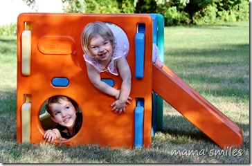 Johnny and Lily, playing outside