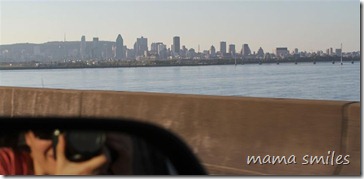 Montreal skyline as we enter the city