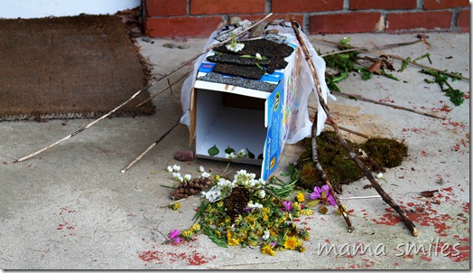child-made bunny home