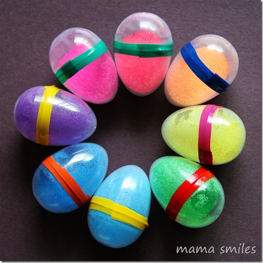 fancy shaker eggs filled with colored sand