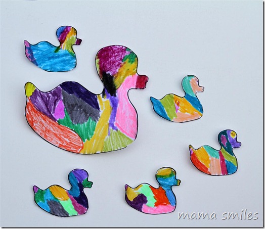 2yo coloring 5 Little Ducks printable