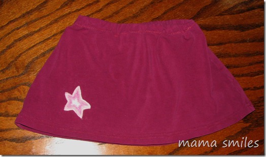 skirt repair or embellishment with fleece scraps