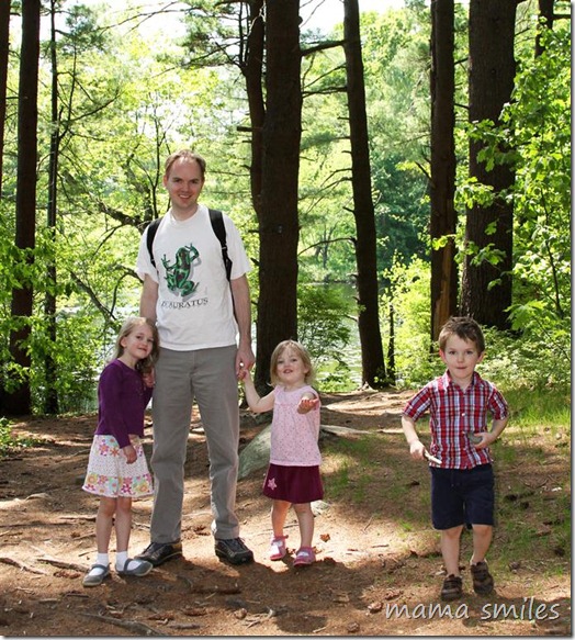 Geocaching in the woods with kids