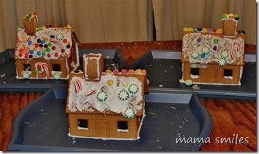 Decorating gingerbread houses with kids