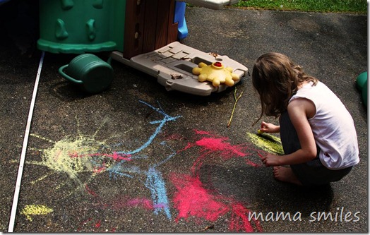 imaginative play with sidewalk chalk