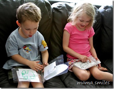 Emma and Johnny read their self-authored books