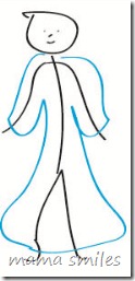 illustration of child lying on fabric to make 15-minute dress