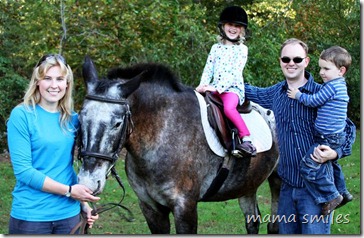 Emma, thrilled to be riding Magic