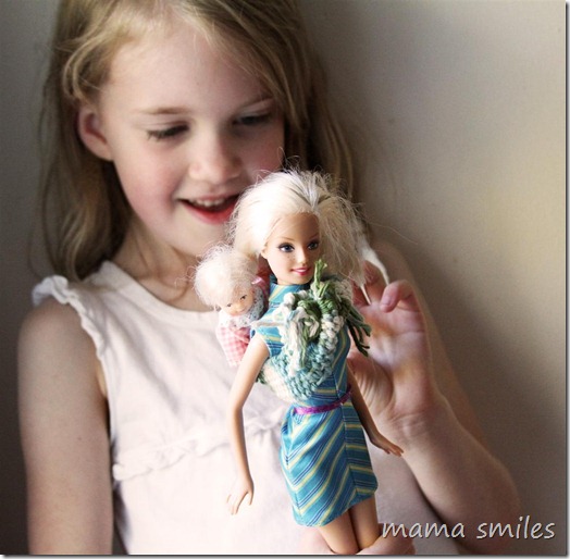 woven baby carrier wrap for a barbie doll