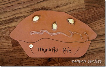 Preschool Thankful Pie Thanksgiving craft