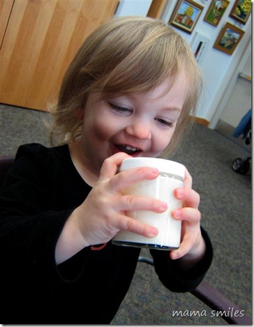 Making butter as a preschool Thanksgiving craft