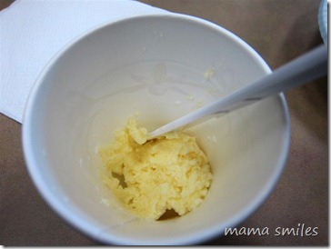 Butter made as a preschool Thanksgiving craft