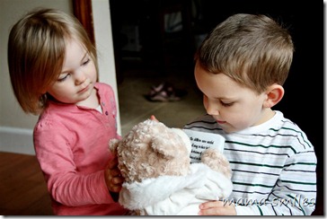 Admiring the Cuddle Barn Storytime Teddie