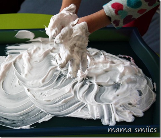 sensory play with shaving cream
