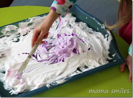 shaving cream and washable paint