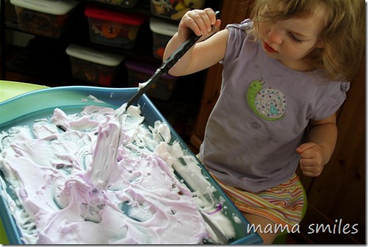 sensory play with shaving cream