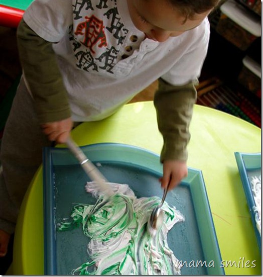sensory play with shaving cream