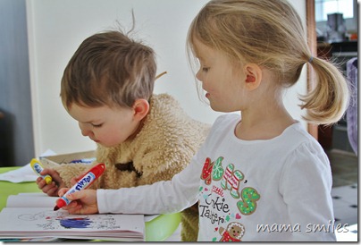 Johnny and Emma color together