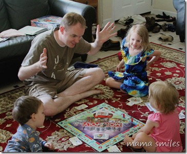 playing simplified monopoly with little kids