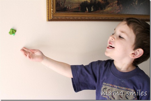 sticking plasticine to the wall