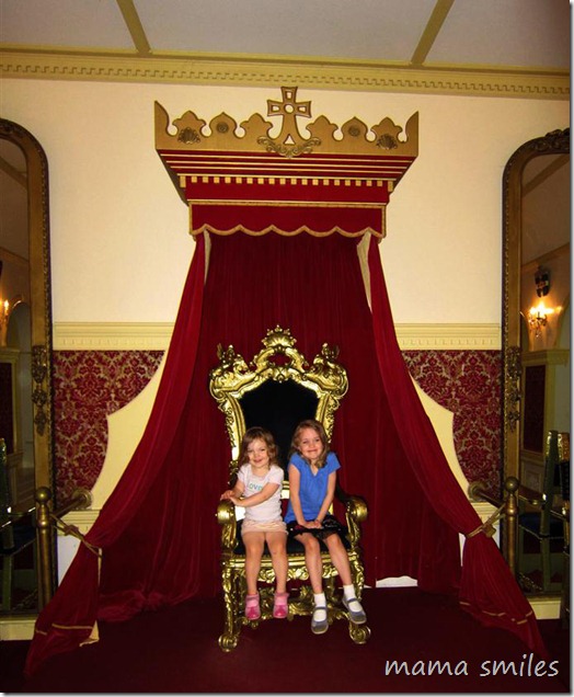 Sitting on Cinderella's throne at Story Land in Glen, New Hampshire