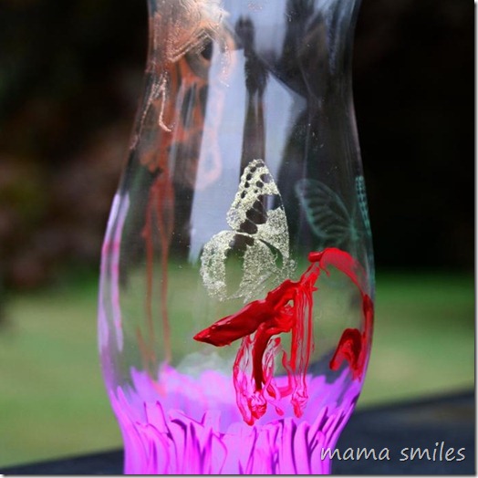 hand painted and silkscreened glass vase