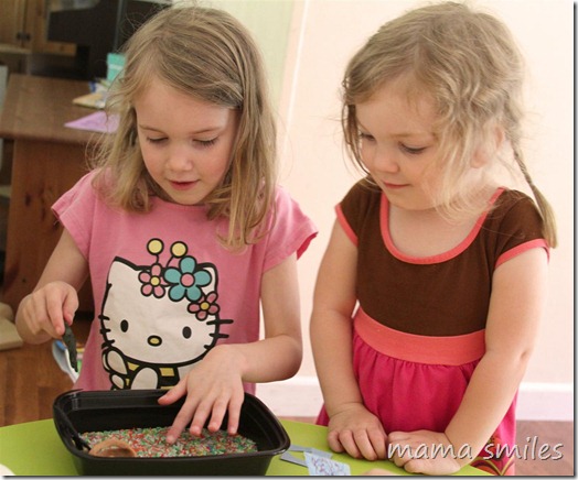 child-created zen garden set