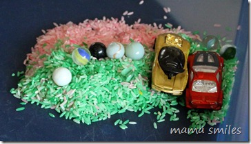 toddler rice sensory play